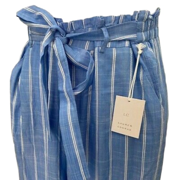 LC LAUREN CONRAD Plus Pants Capri Wide Leg Crop Blue Stripe Size XXL - Picture 3 of 8